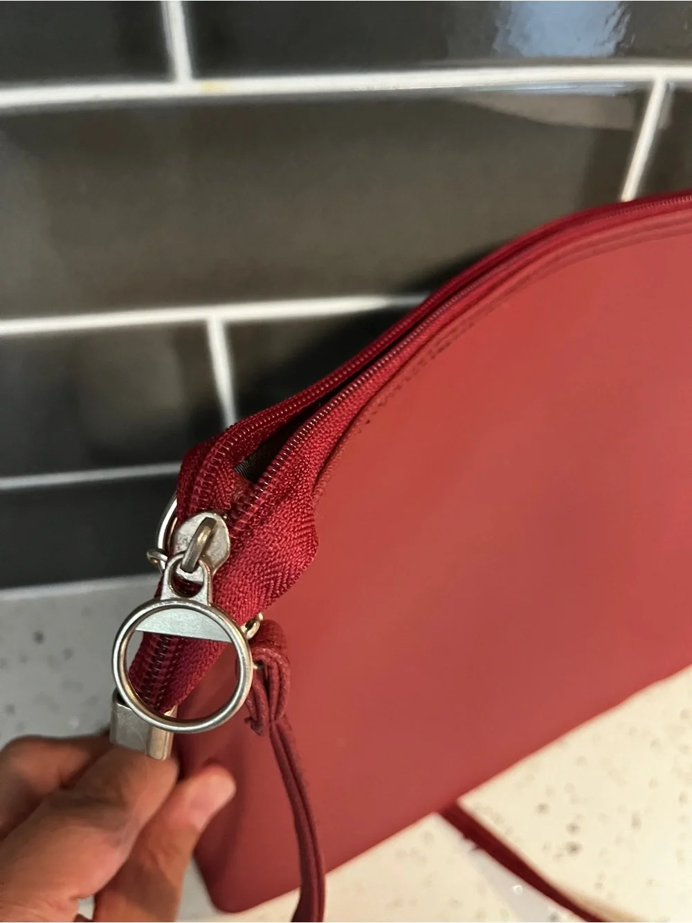 Lacoste Vintage Red Burgundy Crossbody Nylon Shoulder Bag